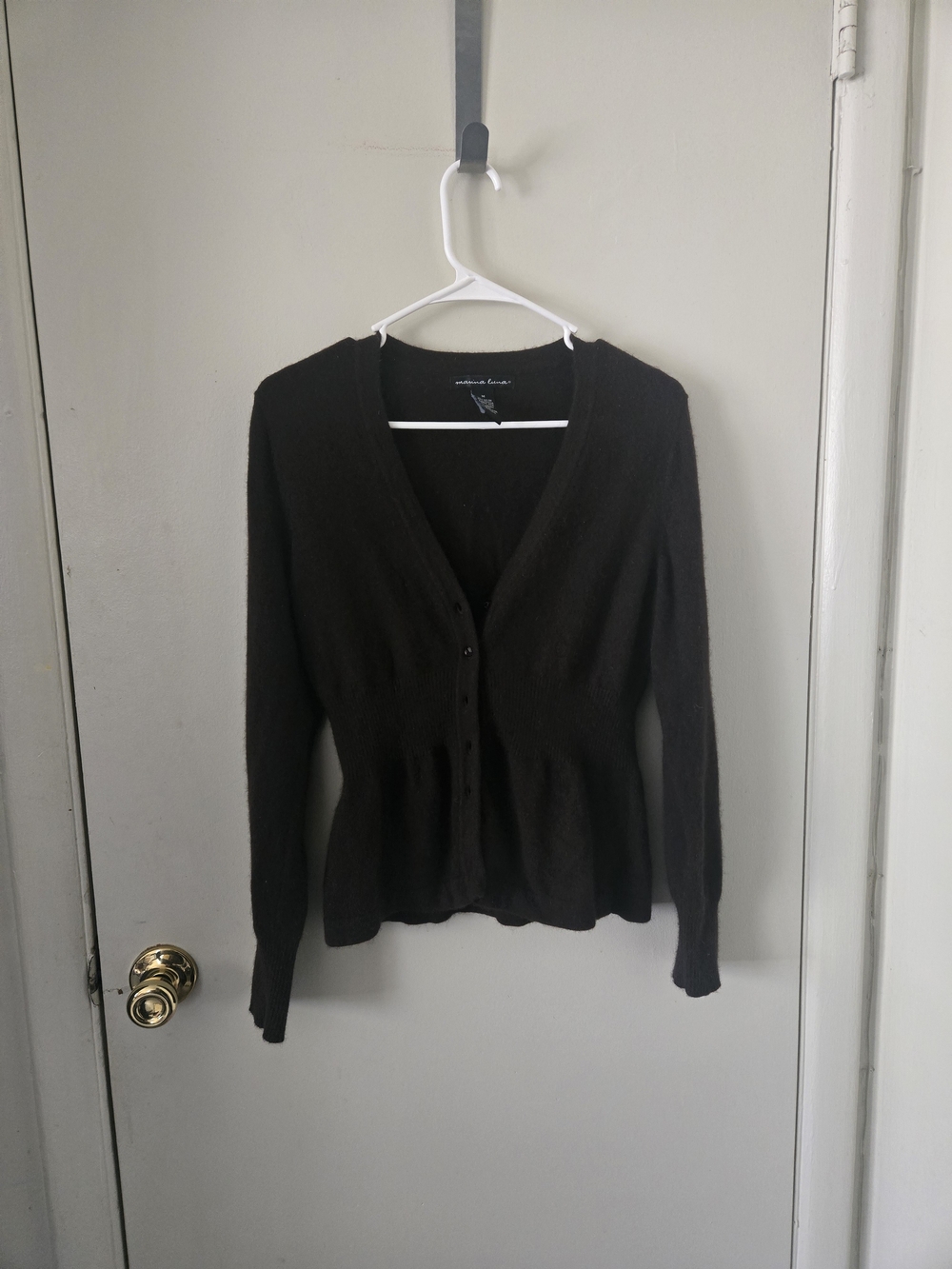 Marina Luna Chocolate Angora Blend Button Front Cardigan